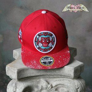 RS1NE Baseball Cap Rise As One Red Splatter Streetwear Totem Face Black Culture